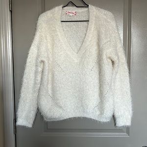 Pink Rose off white fuzzy sweater